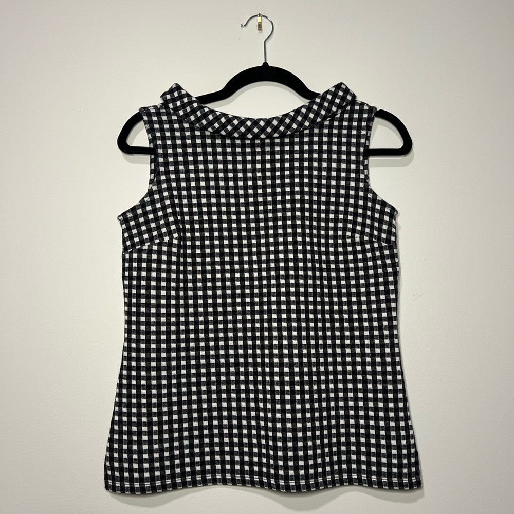 Talbots Black and White Checkered Sleeveless Top